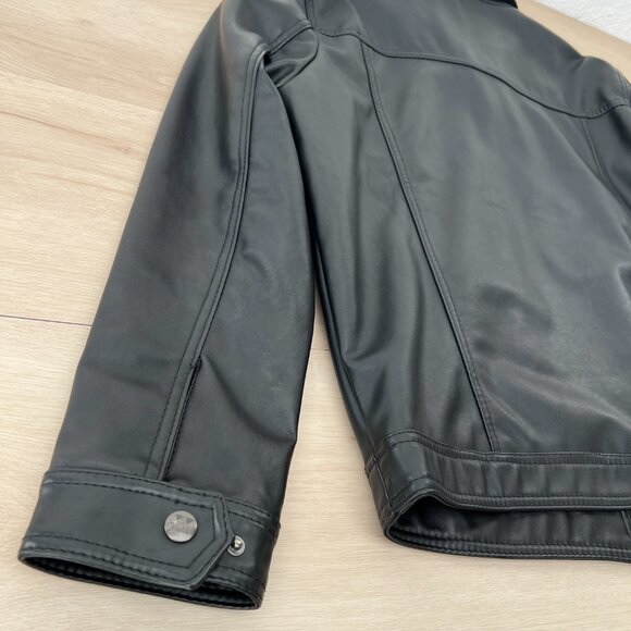 A Collezioni Italian Black Faux Leather Motorcycle Jacket Men’s XL European Chic - Picture 8 of 15